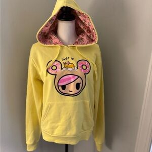 Tokidoki Gudetama Donatello OVER IT Hoodie in Yellow. Women's Size Small